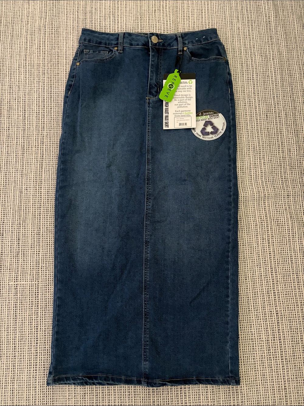 D. Jeans Denim High Waist Maxi Skirt, Size 6